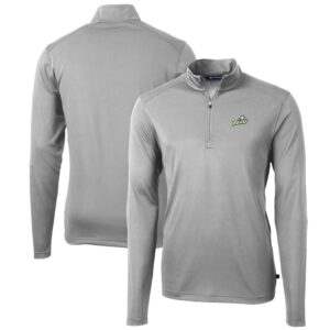 Men's Cutter & Buck Gray Florida Gulf Coast Eagles Big & Tall Virtue Eco Pique Recycled Quarter-Zip Pullover Top