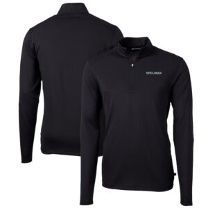 Men's Cutter & Buck Black Spelman College Jaguars Big & Tall Virtue Eco Pique Recycled Quarter-Zip Pullover Top