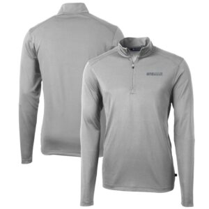 Men's Cutter & Buck Gray Spelman College Jaguars Big & Tall Virtue Eco Pique Recycled Quarter-Zip Pullover Top