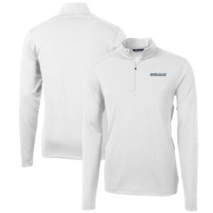Men's Cutter & Buck White Spelman College Jaguars Big & Tall Virtue Eco Pique Recycled Quarter-Zip Pullover Top