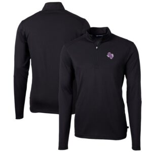 Men's Cutter & Buck Black Stephen F Austin Lumberjacks Big & Tall Virtue Eco Pique Recycled Quarter-Zip Pullover Top