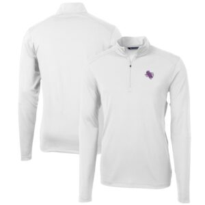 Men's Cutter & Buck White Stephen F Austin Lumberjacks Big & Tall Virtue Eco Pique Recycled Quarter-Zip Pullover Top