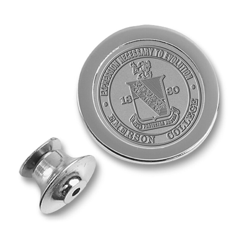 Silver Emerson College Lions Lapel Pin