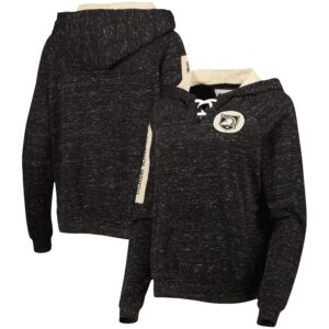 Women's Colosseum Black Army Black Knights The Devil Speckle Lace-Placket Raglan Pullover Hoodie