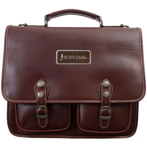 Brown SUNY Delhi Broncos Logo Plate Sabino Briefcase