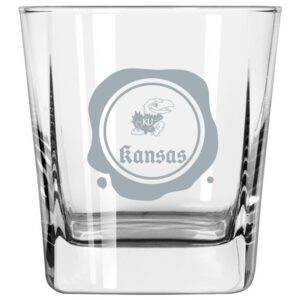 Kansas Jayhawks 14oz. Frost Stamp Old Fashioned Glass