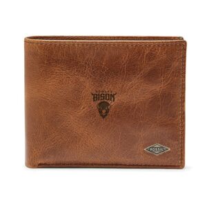 Men's Fossil Brown Howard Bison Leather Ryan RFID Passcase Wallet