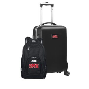 MOJO Black SMU Mustangs Personalized Deluxe 2-Piece Backpack & Carry-On Set