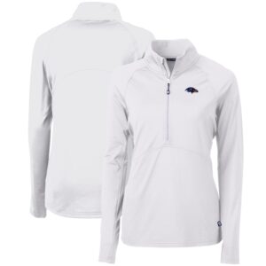 Women's Cutter & Buck White Baltimore Ravens Adapt Eco Knit Stretch Recycled Half-Zip Pullover Top