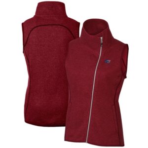 Women's Cutter & Buck Heathered Red Tampa Bay Buccaneers Mainsail Full-Zip Vest