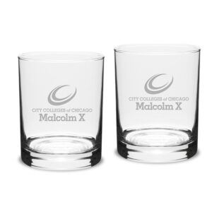 Malcolm X College Hawks 14oz. 2-Piece Classic Double Old-Fashioned Glass Set