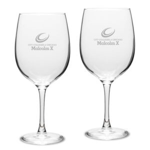 Malcolm X College Hawks 19oz. 2-Piece Traditional Robusto Red Wine Table Glass Set