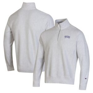Men's Champion Gray TCU Horned Frogs Reverse Weave Quarter-Zip Jacket