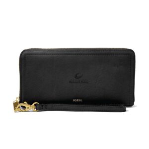 Women's Fossil Black Richard J Daley College Bulldogs Leather Logan RFID Zip Around Clutch