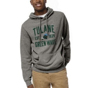 Men's League Collegiate Wear Heather Gray Tulane Green Wave Heritage Tri-Blend Pullover Hoodie