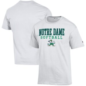 Men's Champion White Notre Dame Fighting Irish Softball Stack T-Shirt