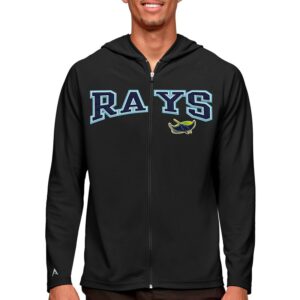 Men's Antigua Black Tampa Bay Rays Wordmark Legacy Full-Zip Hoodie