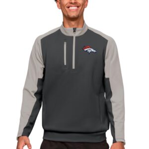Men's Antigua Charcoal Denver Broncos Team Quarter-Zip Pullover Top