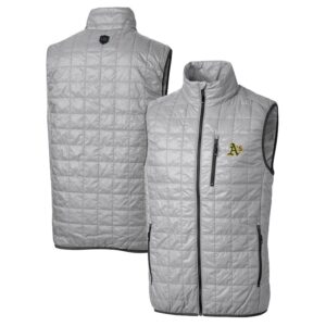 Men's Cutter & Buck Gray Athletics Big & Tall Rainier Full-Zip Puffer Vest