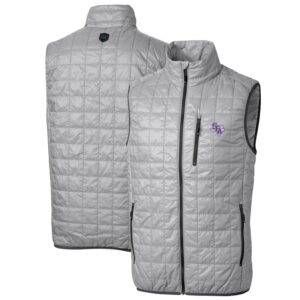 Men's Cutter & Buck Gray Stephen F Austin Lumberjacks Big & Tall Rainier PrimaLoft Eco Full-Zip Puffer Vest