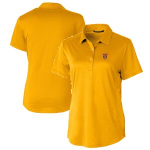 Women's Cutter & Buck Gold Tuskegee Golden Tigers Prospect Textured Stretch Polo