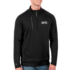Men's Antigua Black Mid Michigan College Generation Quarter-Zip Pullover Top