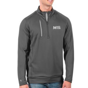 Men's Antigua Charcoal Mid Michigan College Generation Quarter-Zip Pullover Top
