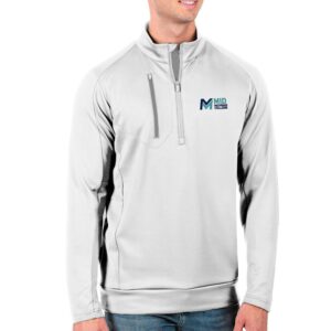 Men's Antigua White Mid Michigan College Generation Quarter-Zip Pullover Top