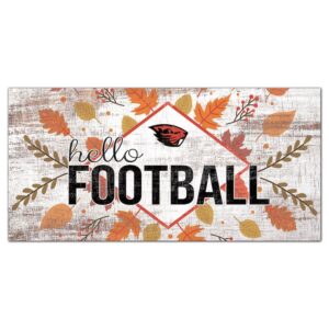 White Oregon State Beavers 6'' x 12'' Hello Football Wall Art