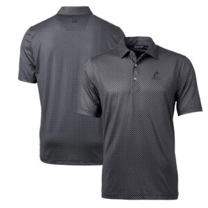 Men's Cutter & Buck Black Miami Marlins Big & Tall Pike Banner Print Polo