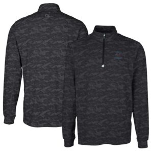 Men's Cutter & Buck Black Miami Marlins Traverse Camo Print Stretch Quarter-Zip Pullover Top