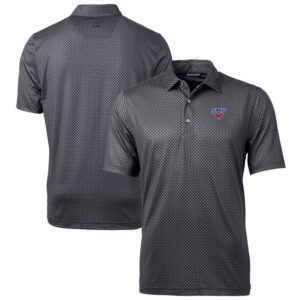 Men's Cutter & Buck Black SMU Mustangs Big & Tall Pike Banner Print Polo