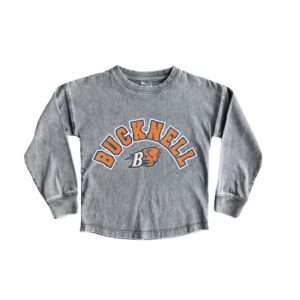 Girls Youth Gameday Couture Gray Bucknell Bison Faded Wash Pullover Top