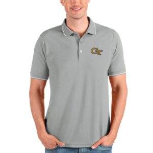 Men's Antigua Gray Georgia Tech Yellow Jackets Affluent Polo