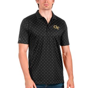 Men's Antigua Black/Steel Georgia Tech Yellow Jackets Spark Polo