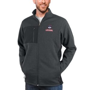 Men's Antigua Heather Charcoal UConn Huskies Course Full-Zip Jacket