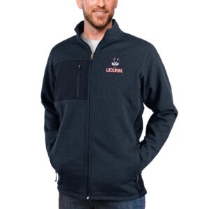 Men's Antigua Heather Navy UConn Huskies Course Full-Zip Jacket