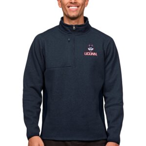 Men's Antigua Heather Navy UConn Huskies Course Quarter-Zip Pullover Top
