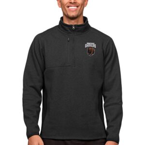 Men's Antigua Heather Black Montana Grizzlies Course Quarter-Zip Pullover Top