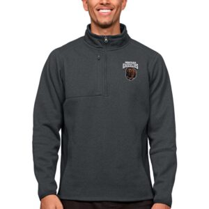 Men's Antigua Heather Charcoal Montana Grizzlies Course Quarter-Zip Pullover Top