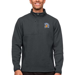 Men's Antigua Heather Charcoal San Jose State Spartans Course Quarter-Zip Pullover Top