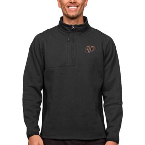 Men's Antigua Heather Black UTEP Miners Course Quarter-Zip Pullover Top