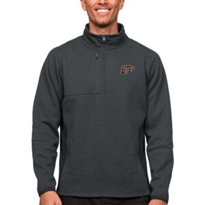 Men's Antigua Heather Charcoal UTEP Miners Course Quarter-Zip Pullover Top