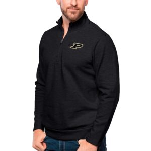 Men's Antigua Heather Black Purdue Boilermakers Gambit Quarter-Zip Pullover Top