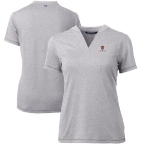 Women's Cutter & Buck Heather Gray Harvard Crimson Forge Blade V-Neck Top