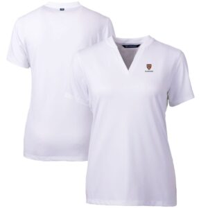 Women's Cutter & Buck White Harvard Crimson Forge Blade V-Neck Top