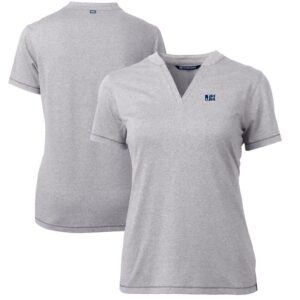 Women's Cutter & Buck Heather Gray Jackson State Tigers Forge Blade V-Neck Top