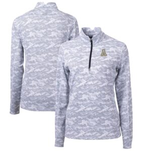Women's Cutter & Buck Charcoal Appalachian State Mountaineers Traverse Camo Quarter-Zip Pullover Top