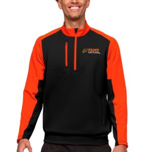 Men's Antigua Black/Orange Florida A&M Rattlers Team Quarter-Zip Pullover Top