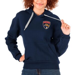 Women's Antigua Navy Florida Panthers Primary Logo Victory Pullover Hoodie